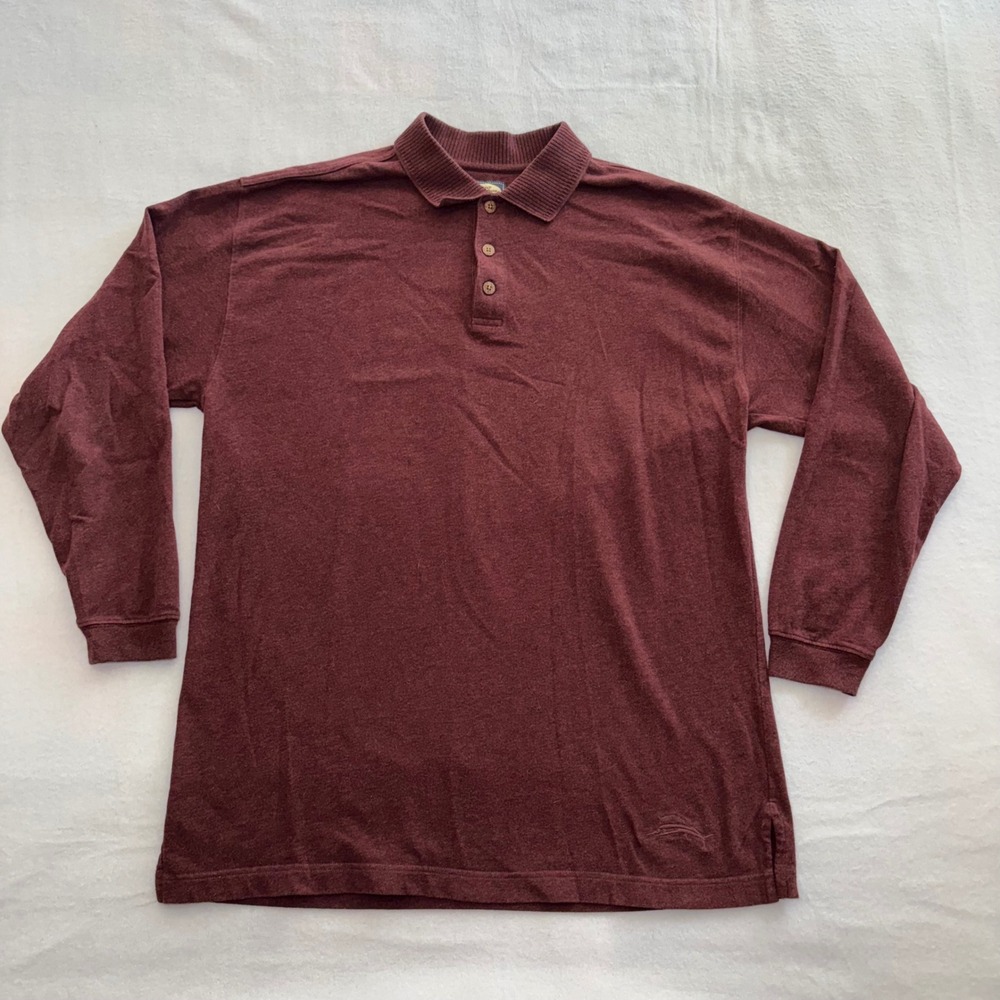 Tommy Bahama Mens M Polo Sweater Shirt Burgundy 100% Cotton Embroidered Logo